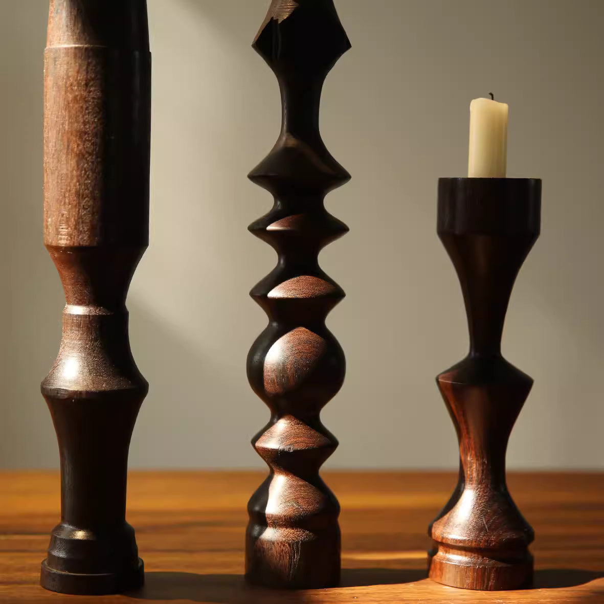 Artisan Wood Candle Holder